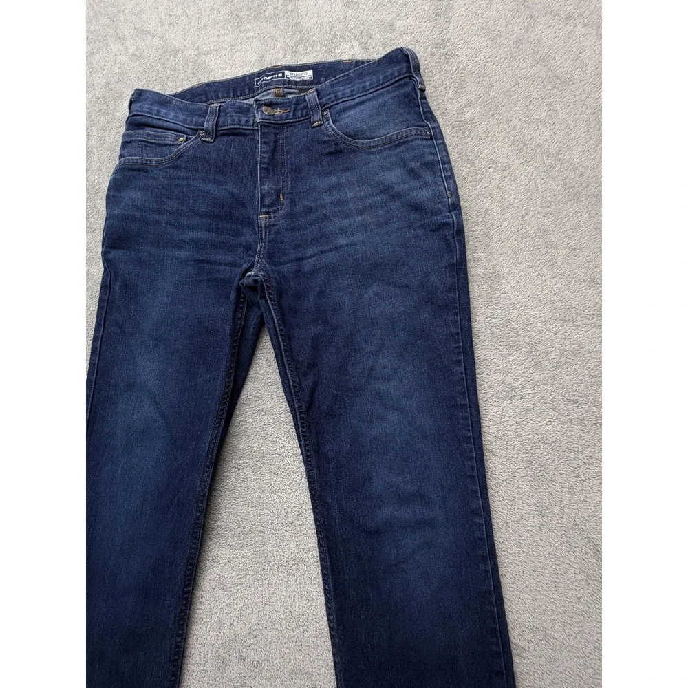 Carhartt Force Straight Jeans Mens Measured‎ 33x27 Blue Stretch Tapered Leg